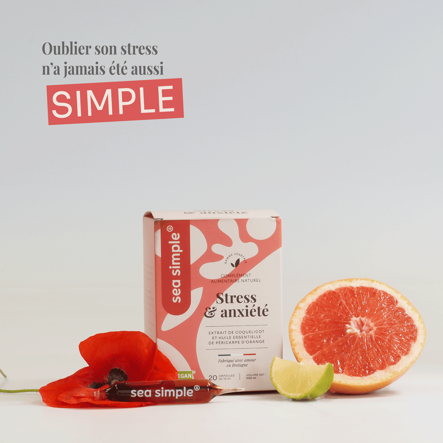 STRESS & ANXIETÉ - COQUELICOT, EXTRAITS D'AGRUMES, VIT. B6 - Sea simple