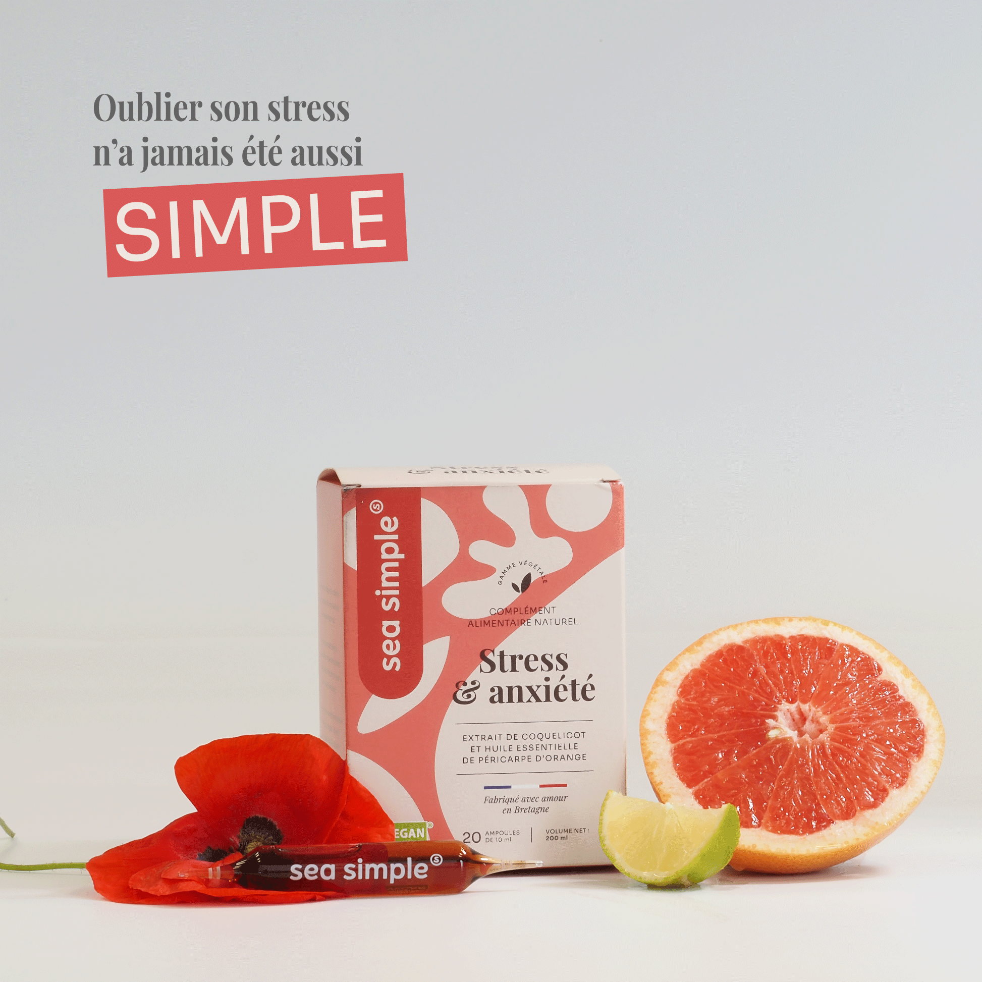 STRESS & ANXIETÉ - COQUELICOT, EXTRAITS D'AGRUMES, VIT. B6 - Sea simple